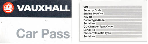 codes for replacing vauxhall car keys